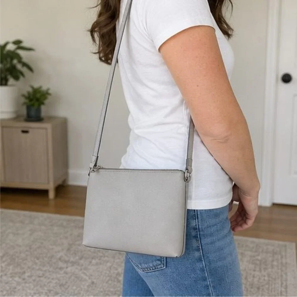 Charcoal Saffiano Crossbody Bag